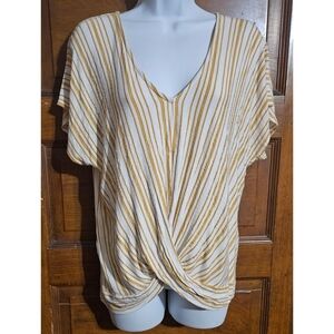 Woman's Twisted Hem Striped Top